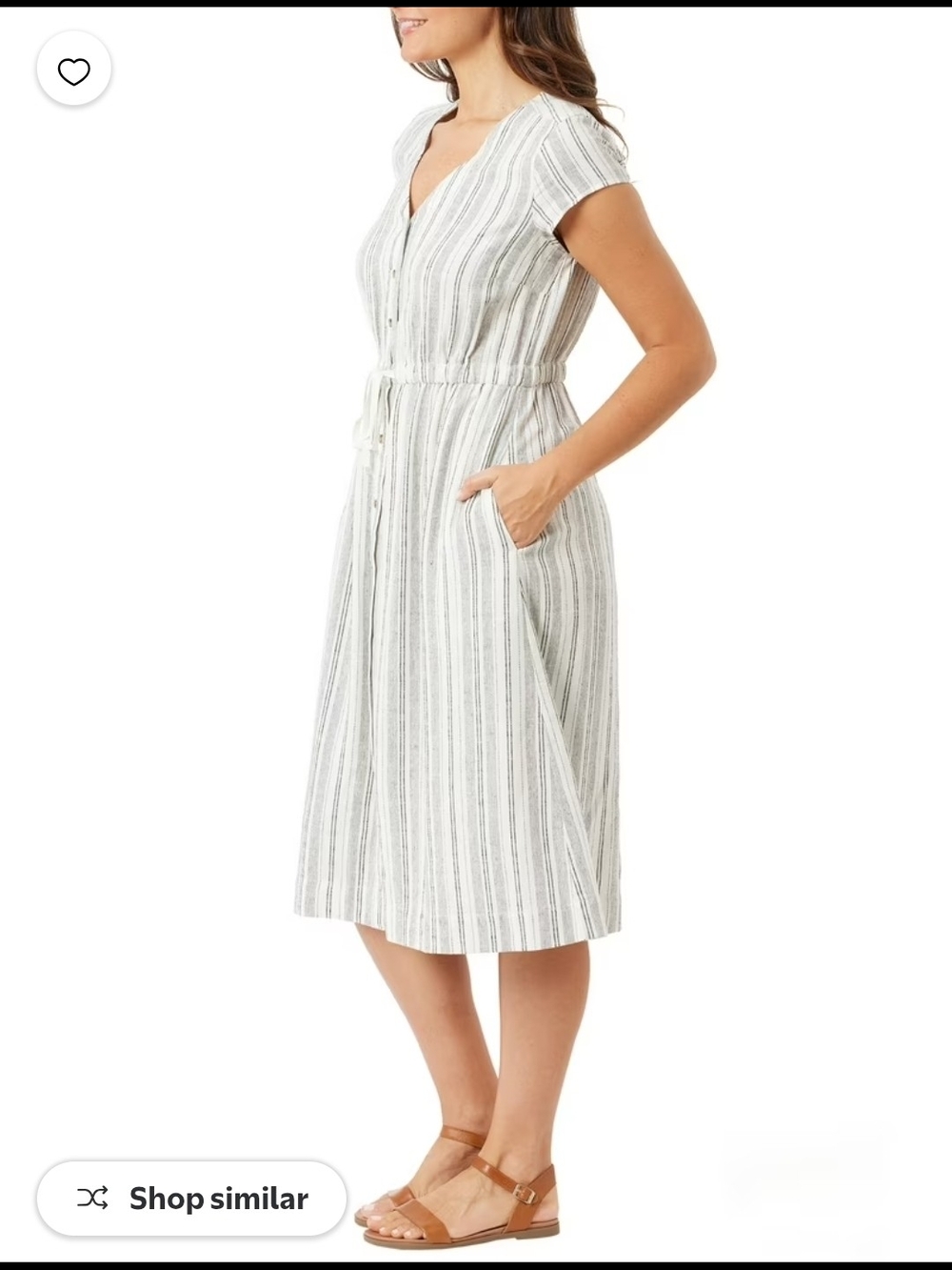 Striped Button-Front Midi Dress